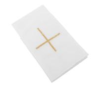 HOMSFOU Nappe D'autel Sacramentelle en Lin Blanc Brodé avec Croix pour Liturgie Église, Tissu Liturgique Purificatoire pour Cérémonie, Messe, Communion et Baptême, Linge D'autel Brodé