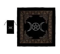 HOMSFOU Nappe de Tarot en Velours 600x600 Mm, Motif Pentagramme et Triple Lune, Pochette de Rangement pour Cartes de Tarot, Tapis de Divination pour Lecture Ésotérique, Lot de 2 Set