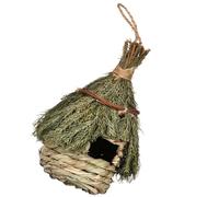 HOMSFOU Nichoir en Jonc de Mer Tissé la Main, Nid D'oiseau Suspendu pour Jardin, Abri Naturel et Chaleureux, Décoration Extérieure en Osier pour Oiseaux, Maison des Oiseaux Décorative