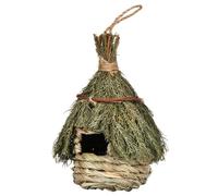 HOMSFOU Nid D'oiseau Tissé la Main en Jonc de Mer, Abri Extérieur pour Oiseaux, Décoration de Jardin Naturelle, Nichoir Rustique pour Balcon et Cour, Lieu de Reproduction Confortable