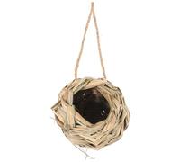 HOMSFOU Nid D'oiseau Tissé la Main, Nichoir à Oiseaux en Paille Beige, Sûr et Rustique, pour Construire Un Nid et Offrir Un Habitat Confortable aux Oiseaux et Animaux de Compagnie