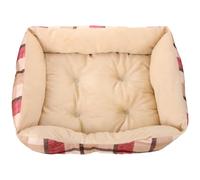 HOMSFOU Nid Douillet pour Chat en Coton Style Noël Rouge, Lit Confortable et Chaud pour Petits Chiens et Chats, pour Sol et Pièce
