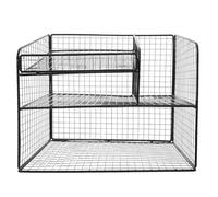 HOMSFOU Organiseur de Bureau Niveaux Métal Noir avec Porte-téléphone Bac à Courrier et Porte-Documents Organiseur de Bureau Multifonction pour Rangement de Fichiers et Lettres