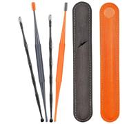 HOMSFOU Outil de Nettoyage D'oreille 4 Pièces en Silicone Souple et Acier Inoxydable, Dissolvant de Cérumen Compact Double Usage, Ergonomique et Léger, pour Usage Quotidien et Soin