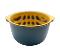 HOMSFOU Panier à Linge Ménager en Plastique Pp Bleu à Double Couche Structure en Maille, Multifonctionnel pour Égoutter Fruits et Légumes Cuisine Couleur Réutilisable Couleur Aléatoire