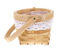 HOMSFOU Panier de Fleurs Tressé en Bois, Poignée Portable, Style | Mariage et Présentation Présent, Texture Tressée à Main, Usage Décoratif Plantes ou Mousse de Fleur