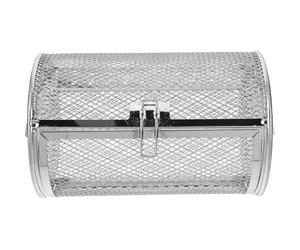 HOMSFOU Panier Rôtissoire Barbecue Cylindrique en Acier Inoxydable, Panier Grillade Rotatif Tambour pour Four Électrique, pour Griller Châtaignes et Noix Pendant Les Repas en Plein Air