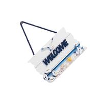 HOMSFOU Panneau de Bienvenue en Bois Style Méditerranéen, Plaque de Porte Décorative Créative pour Maison et Maison de Plage, Décor Mural Suspendu en Bois Naturel