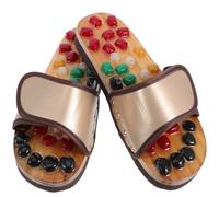 HOMSFOU Pantoufles de Massage des Pieds en Galets Naturels 39-40 Unisexe à Points D'acupuncture, Sandales Confortables pour Usage Intérieur, Accessoire de Réflexologie Plantaire