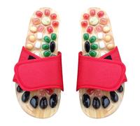 HOMSFOU Pantoufles de Massage en Pavés Rouges, Pointure 37-38, Sandales D’acupression en Pu et Eva pour Santé des Pieds, Stimulation Réflexologie et Bien-domicile