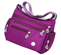 HOMSFOU Paquet Bandoulière en Nylon Imperméable Multipoches pour Femme Paquet de Rangement Multicouche Léger Bandoulière Réglable et Usage Quotidien Violet Oxford