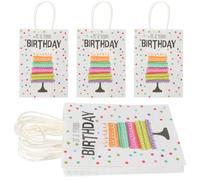 HOMSFOU Paquet Présents D'anniversaire en Papier Kraft 24 Pièces, Sachets de Bonbons pour Fête Motif Gâteau Blanc, Pochettes à Friandises pour Petits Présents Invités, Emballage Fête