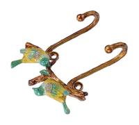 HOMSFOU Patère Murale en Alliage de Zinc Finition Émaillée Brillante Motif Oiseau Double Porte-Manteau et Crochets Décoratifs Vintage pour Entrée Chambre et Organisation Murale