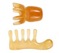 HOMSFOU Peigne à Gratter le Cuir Chevelu 2 Pièces en Résine et Cire D'abeille, Outil Gua Sha à Dents Larges pour Massage Crânien, Stimulation Circulation Sanguine et Soulagement Maux