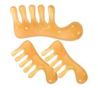 HOMSFOU Peigne de Massage du Cuir Chevelu en Résine Cire D’abeille 3 Pièces Peigne à Dents Larges Portable pour Massage Tête, Nuque et Épaules Accessoire de Soin Capillaire Naturel
