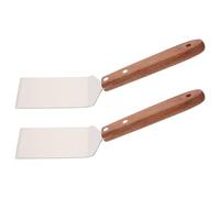 HOMSFOU Pelle à Hamburger Inox et Bois 2 Pièces - Spatule à Steak Plate pour Cuisson Teppanyaki, Accessoires la Cuisine et Barbecue - Ustensile Professionnel Multifonction pour Pizza