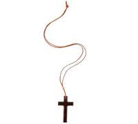 HOMSFOU Pendentif de Rétroviseur en Bois Croix Vintage Marron, Breloque Suspendue pour Voiture, Décoration Intérieure Automobile, Accessoire Esthétique pour Croix de Voiture, Symbole