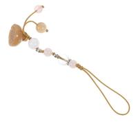 HOMSFOU Pendentif en Agate de Jade Jaune Forme Lotus, Dragonne Courte pour Téléphone Portable et Porte-clés, Accessoire Décoratif Multifonction pour Téléphone Voiture, Breloque Élégante