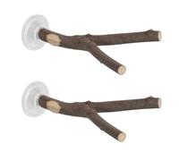 HOMSFOU Perchoir à Ventouses pour Perroquets et Inséparables en Bois Naturel, Léger et Portable, Lot de 2pcs pour Fenêtre, Support Pratique pour Interaction avec L'oiseau