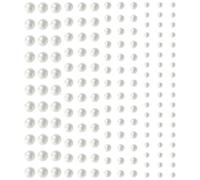 HOMSFOU Perles Autocollantes Visage et Nail Art, 6 Feuilles de Strass et Bijoux de Maquillage sans Colle, Décorations Demi-perles Nacrées Blanches pour Cosplay, Mariage et Loisirs