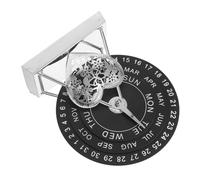 HOMSFOU Perpetual Desk Calendar Rotating Wooden Discs With Metal Base And Heart Ornament Manual Rotary Date Adjuster For Home Office Decoration
