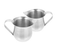 HOMSFOU Petit Pot à Lait Inox 2 Unités 60 Ml pour Mousseur Expresso et Cappuccino, pour Maison et Sorties en Plein Air