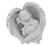 HOMSFOU Pierre Tombale de Chat en Résine Ange Commémoratif, Sculpture Extérieure pour Jardin, Décoration Souvenir pour Animaux de Compagnie, Statue Commémorative 1 Pièce, Ornement Tribut