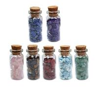 HOMSFOU Pierres Précieuses Naturelles en Cristal Concassé 7 Pcs pour Bijoux DIY, Bouteilles à Souhaits Décoratives en Verre Fragments D’Onyx, Améthyste, Jaspe Rouge, Quartz Rose