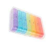 HOMSFOU Pilulier 21 Compartiments Portable en Plastique Multicolore, Organisateur de Remède Semaine, Étui à Pilules Compact pour Voyage et Rangement Santé à Domicile