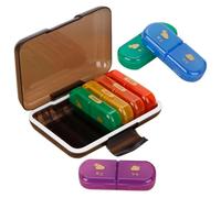 HOMSFOU Pilulier Hebdomadaire Portable 7 Jours 14 Compartiments en Pp Abs Couleur Noire Coque Extérieure, Étui à Remède Compact pour Pharmacie de Voyage et Rappel Matin Soir