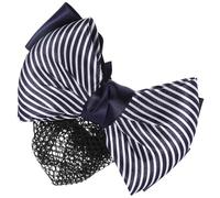 HOMSFOU Pince à Chignon Professionnelle Filet à Cheveux en Maille Fine, Nœud Rayé Bleu, Accessoire Coiffure pour Femmes Hôtesses, Infirmières et Employées de Banque, Maintien Sûr