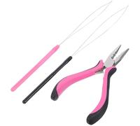 HOMSFOU Pince à Extensions de Cheveux Multifonction Lot de 3 en Métal Compatible Micro-anneaux et Perles, Outil Précis pour Pose et Retrait D’extensions, Compact et Léger pour Coiffure