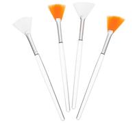 HOMSFOU Pinceaux Applicateurs Visage Lot de 4 Pcs en Poils Souples Forme Éventail Orange et Blanc pour Masque Facial, Exfoliation Douce, Soin Spa à Domicile Institut
