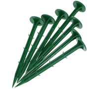 HOMSFOU Piquets de Sol en Plastique Verts 16 Cm, Lot de 100 Pcs pour Fixation Toile de Paillage, Piquets de Paysage Multifonctions pour Jardin, Serrage et Aménagement Extérieur