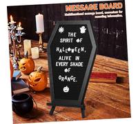 HOMSFOU Planche à Lettres Halloween Forme de Cercueil Tableau Message Feutre avec Cadre Bois et Trépied Décoration Maison Bureau pour Fête
