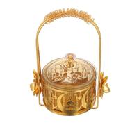 HOMSFOU Plateau de Bonbons Moyen-oriental en Plastique et Métal Robuste avec Couvercle, Décoration Islamique pour Table Festive Eid Mubarak, Bol de Service Léger et Pratique pour Ramadan