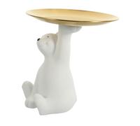 HOMSFOU Plateau de Rangement Ours Polaire en Résine et Acier Inoxydable, Décor Adorable pour Bureau et Maison, Assiette Support rtistique, Accessoire Maison Pratique et Décoratif,