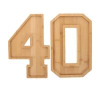 HOMSFOU Plateau de Service en Bois Numéro 40, Grosse Capacité Multifonction, Plat à Charcuterie et Fruits pour Décoration Anniversaire, Plateau Repas Réutilisable pour Fête et Réunion