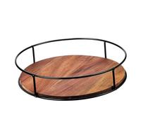 HOMSFOU Plateau de service rotatif en bois robuste pour cuisine, chambre à coucher, salon, plateau rond peu encombrant avec design pivotant pour clés de thé et rangement