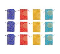 HOMSFOU Pochettes à Bijoux en Brocart à Cordon Lot de 12 Multicolores, Sachets Présents pour Rangement de Cosmétiques et Accessoires Festifs