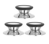 HOMSFOU Poignée de Couvercle de Casserole 3pcs en Acier Inoxydable avec Anneaux en Silicone pour Isolation Thermique et Toucher Confortable, Compatible avec Steamer et Casserole à Lait