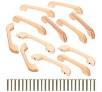 HOMSFOU Poignées de Tiroir en Hêtre 12 Pcs Couleur Clair - Poignées de Meuble Résistantes pour Placard Cuisine et Tiroir - Quincaillerie D’armoire pour Décoration Intérieure
