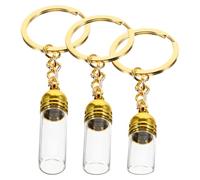 HOMSFOU Porte-clés Bocal Verre Or 3 Pièces Distributeur D'huile Essentielle en Verre, Design Polyvalent et Décoratif, comme Accessoire Parfum de Voyage
