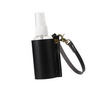 HOMSFOU Porte-clés en Cuir Pu 60 Ml Flacon Rechargeable pour Savonnette Liquide et Lotion, Conteneur de Voyage Portable Noir, Kit Hygiène Voyage, Bouteille Vide Pratique pour Paquet