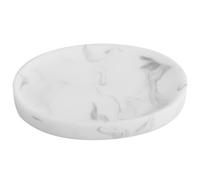 HOMSFOU Porte-savonnette Salle de Bain Marbre Blanc Boîte à Savonnette Ronde Effet Marbré Support Drainage Eau Accessoire Élégant pour Savonnette en Barre Récipient Portable