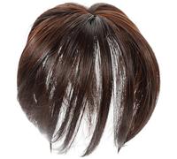 HOMSFOU Postiche Synthétique à Clip Effet pour Femme, Frange Brune Droite 15 Cm, Capillaire Léger et Invisible, Accessoire Coiffure Quotidien, Cosplay et Fêtes