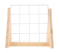 HOMSFOU Présentoir à Grille Métallique avec Base en Bois Blanc Compact et Gain de Place pour Bijoux et Petites Œuvres d'art, pour Usage Domestique ou Foires Artisanales
