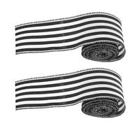 HOMSFOU Ruban Décoratif à Rayures Noir et Blanc Bord Métallique Polyester Résistant Largeur 63 CM Rouleaux de 5 Yards pour Emballage Créatif Décoration de Noël et Confection de Nœuds