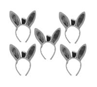 HOMSFOU Serrage-Tête Oreilles d'Âne Lot de 5 en Peluche Douce Gris pour Cosplay Fête d'Anniversaire Garçon et Filles et Spectacles
