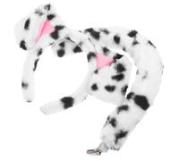 HOMSFOU Serrage-tête Oreilles de Chien Dalmatien Doux Pelucheux avec Queue Assortie, Bandeau Cosplay Animal pour Garçon et Filles et Adultes, Accessoire Fête et Déguisement, Ensemble